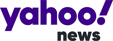 a purple and black logo that says yahoo news